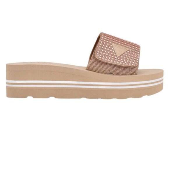 GUESS ABET Women's Open Toe Platform Slide Sandals Light Pink Size 9 - Picture 2 of 7